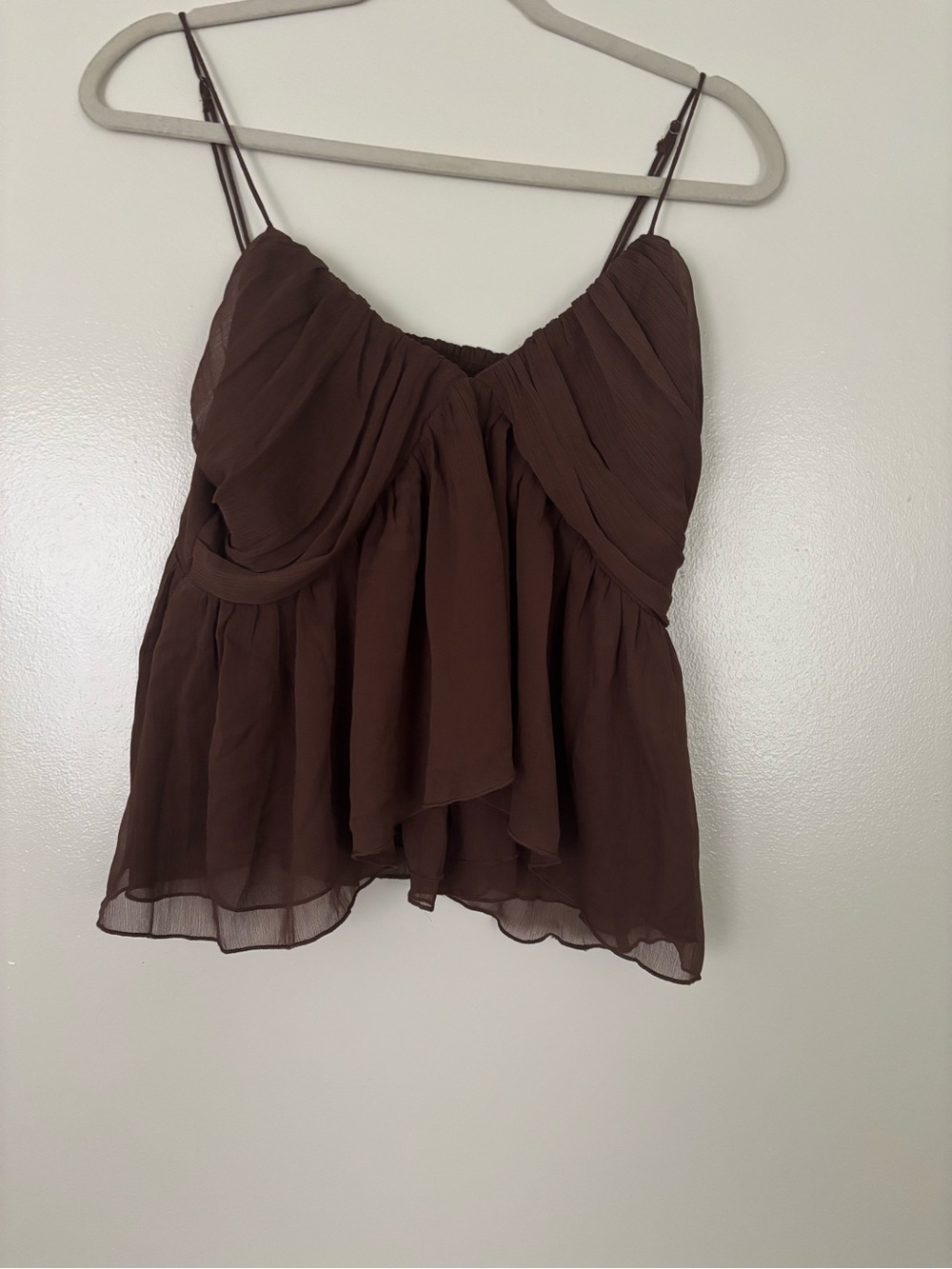 NWT Abercrombie Brown Chiffon Spaghetti Strap Top